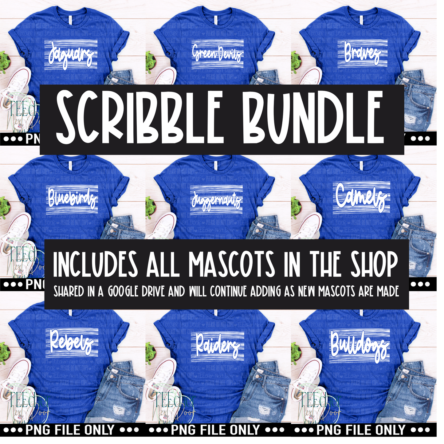 Scribbles Mascot PNG Bundle