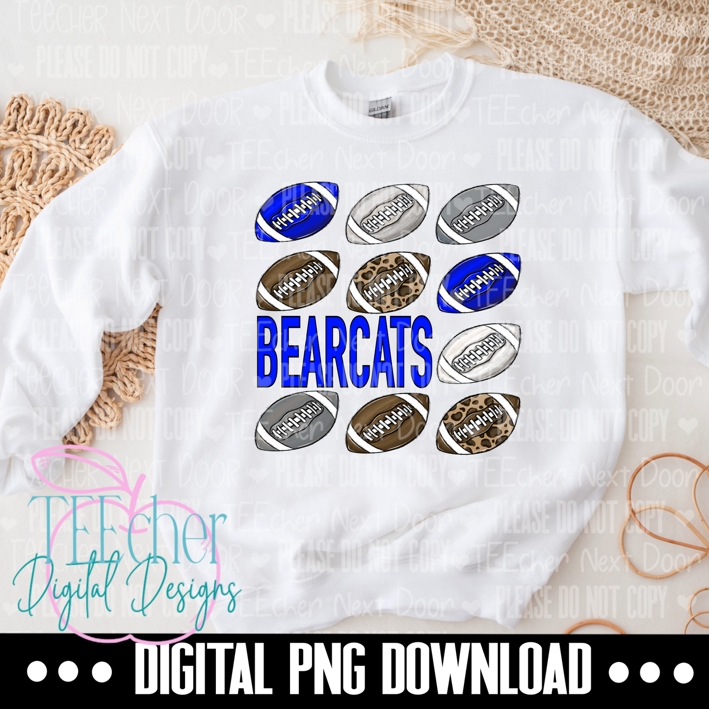 Bearcats Blue Repeat Football PNG