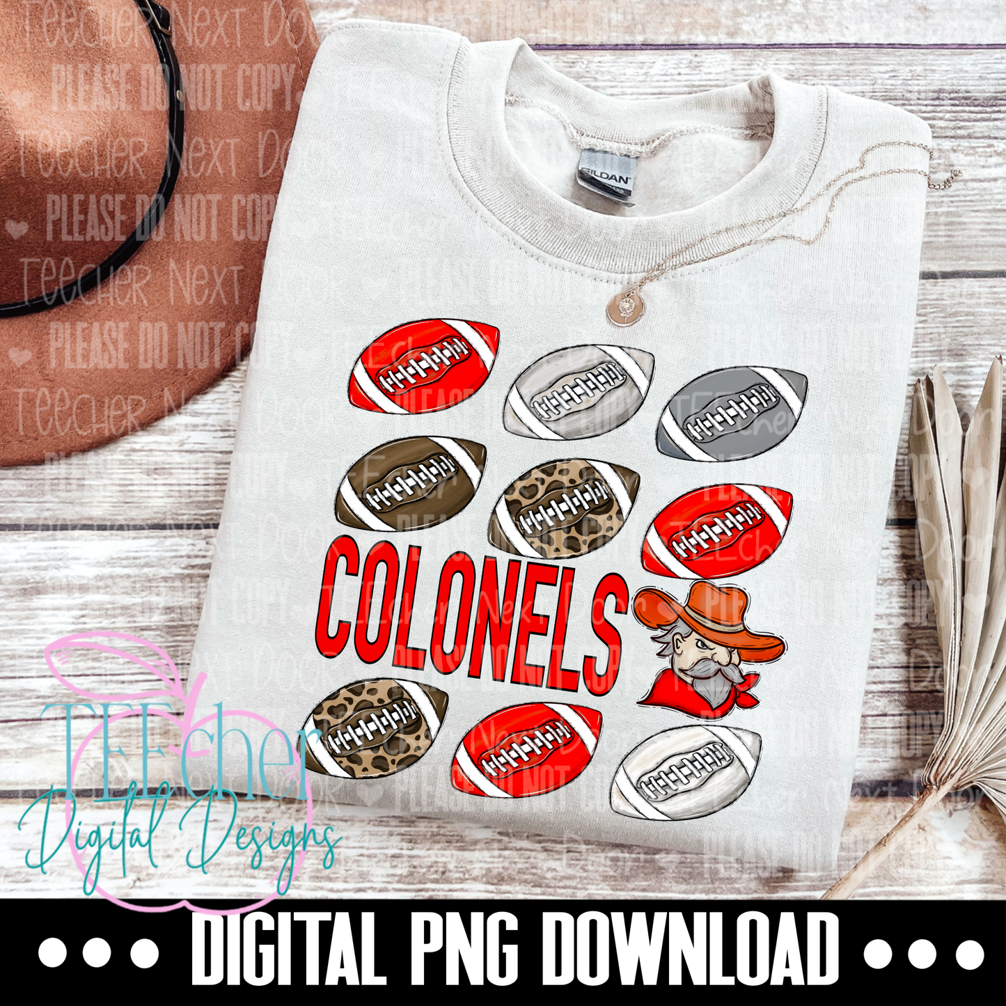 Colonels Mascot Red Repeat Football PNG