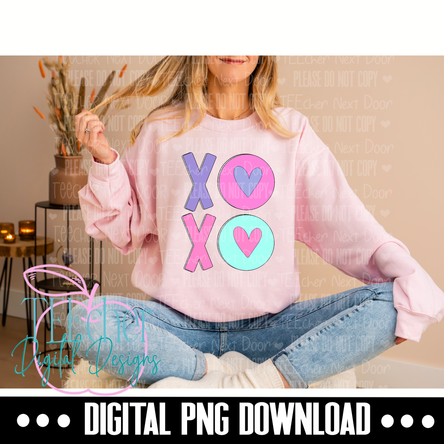 XOXO Stacked Valentine PNG