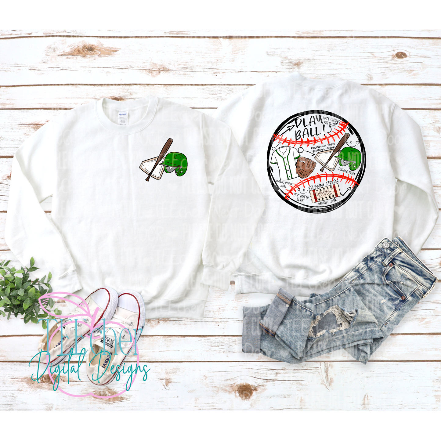 Green Baseball Collage Sublimation Transfer
