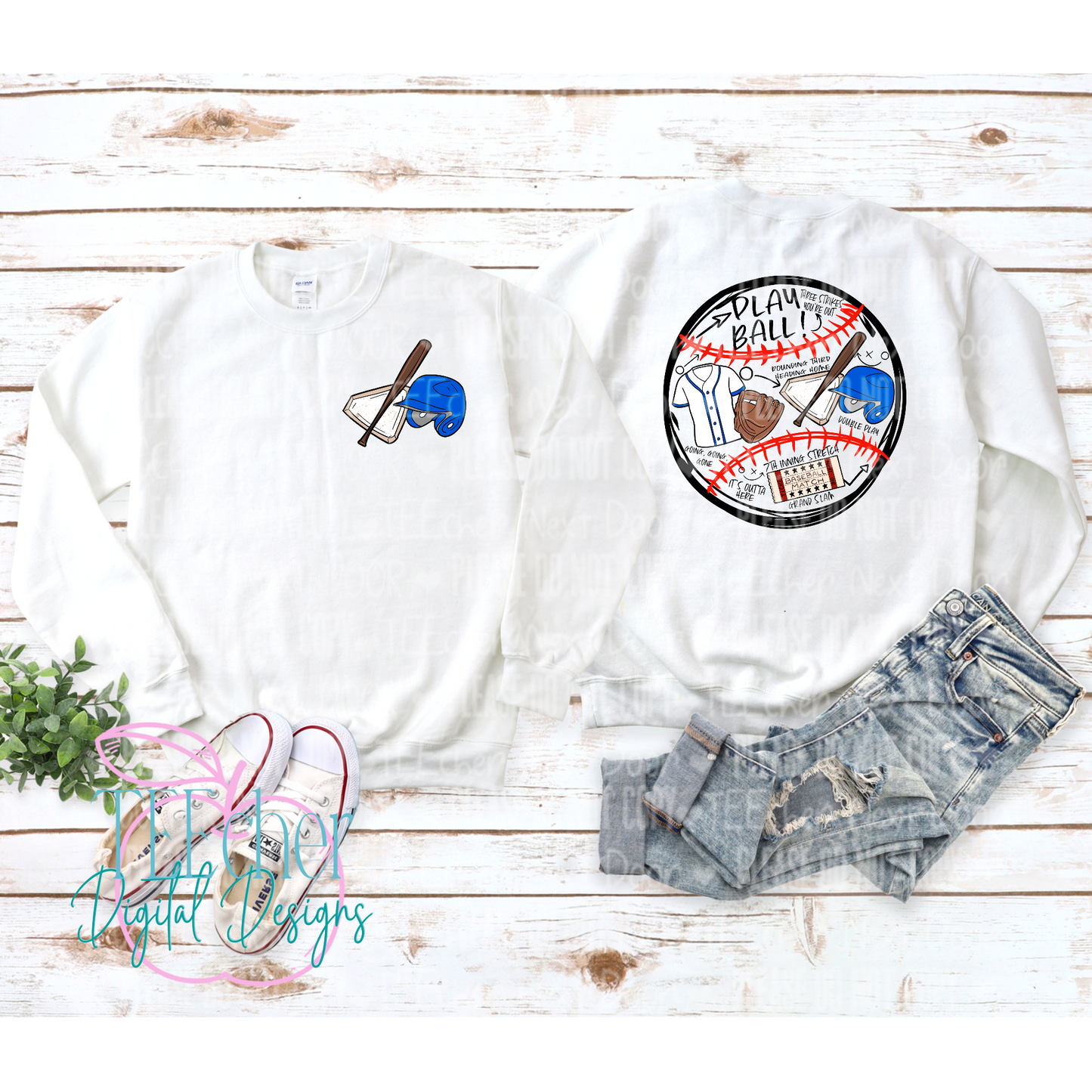 Blue Baseball Collage Sublimation Transfer