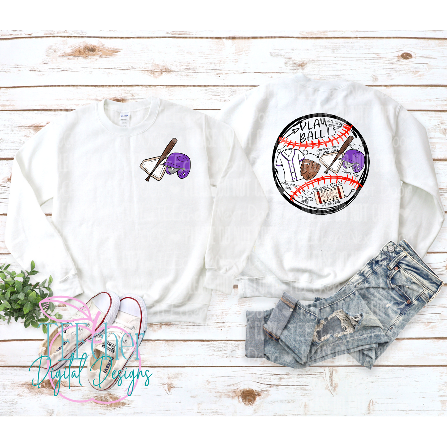 Purple Baseball Collage Sublimation Transfer