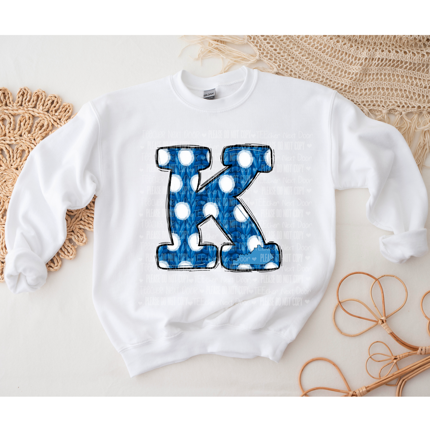 Blue Polka Dot Kentucky Sweater Sublimation Transfer