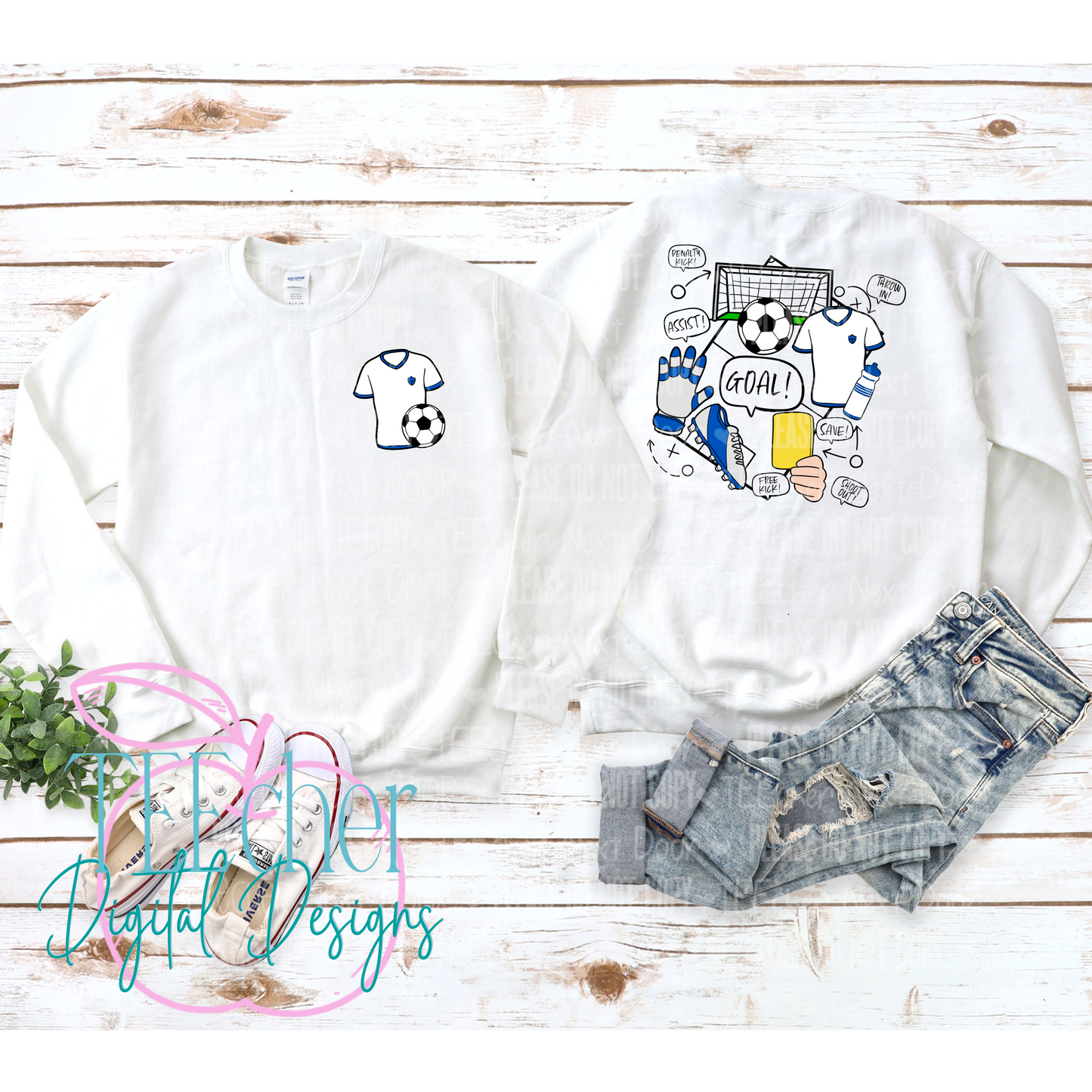 Blue Soccer Collage Sublimation Transfer