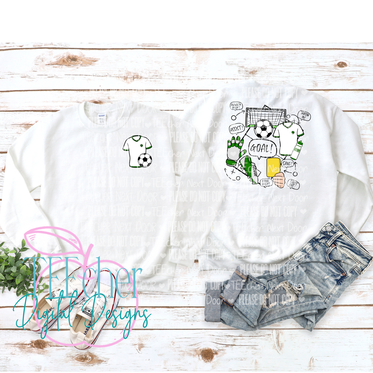 Green Soccer Collage Sublimation Transfer
