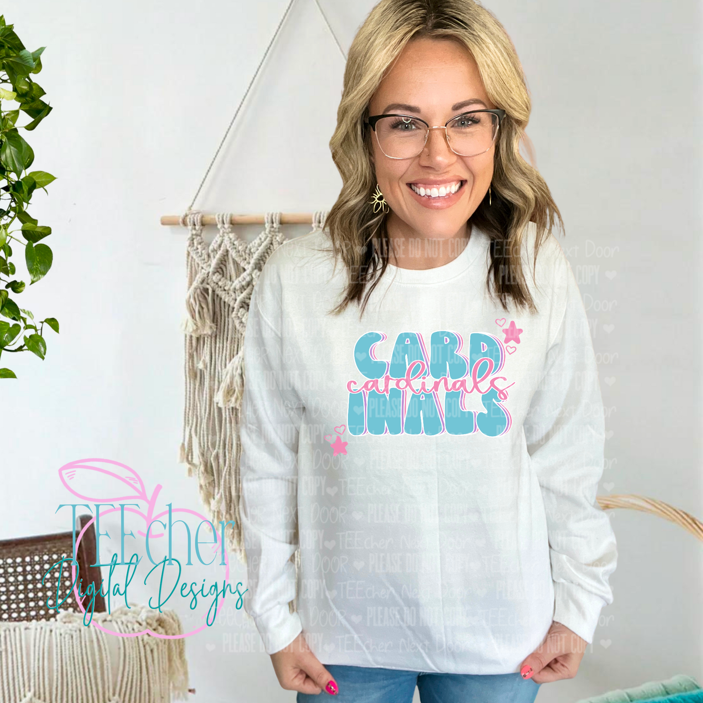 Cardinals Retro Pastel Sublimation Transfer