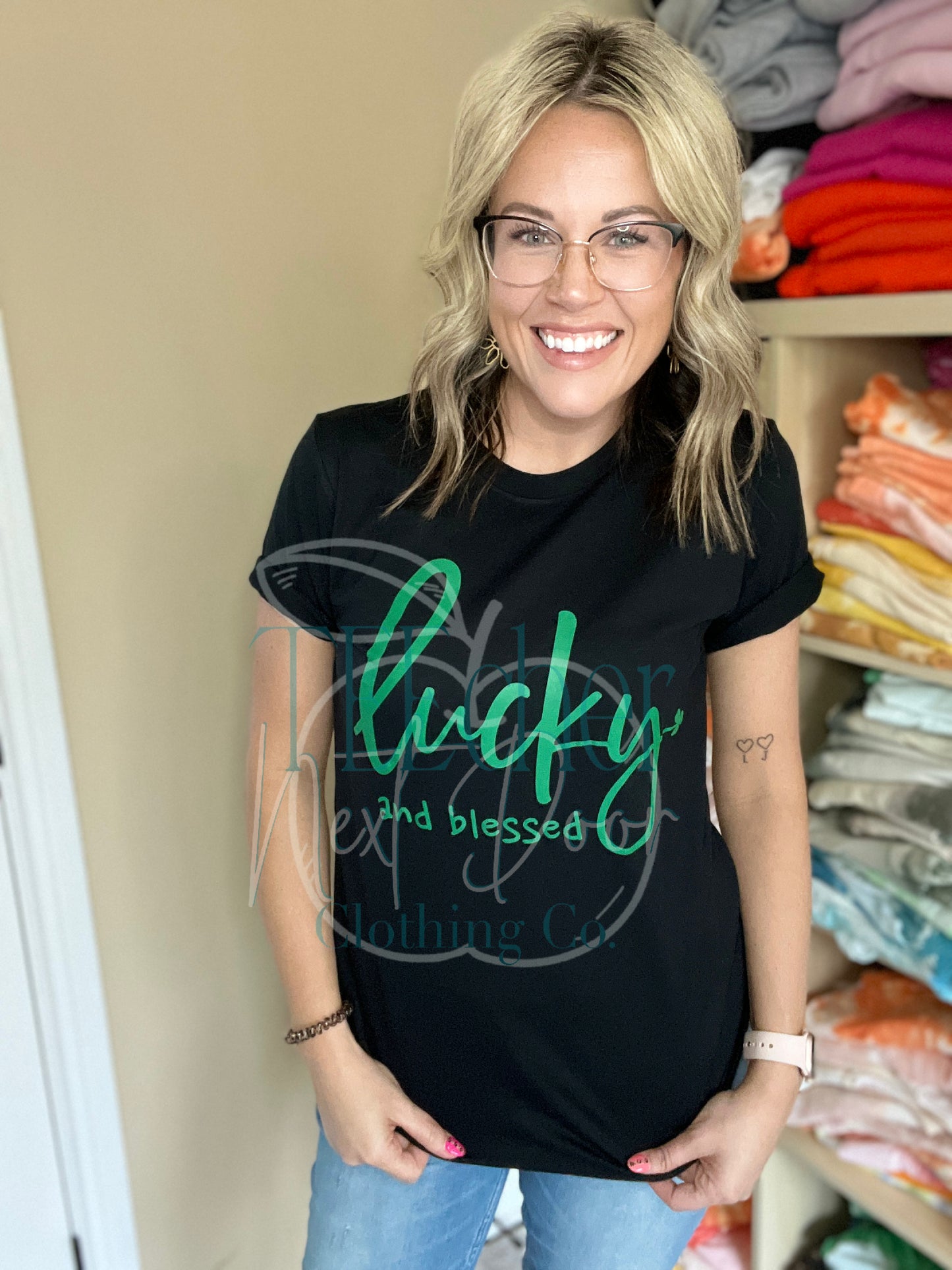 Lucky and Blessed Screen Print Transfer
