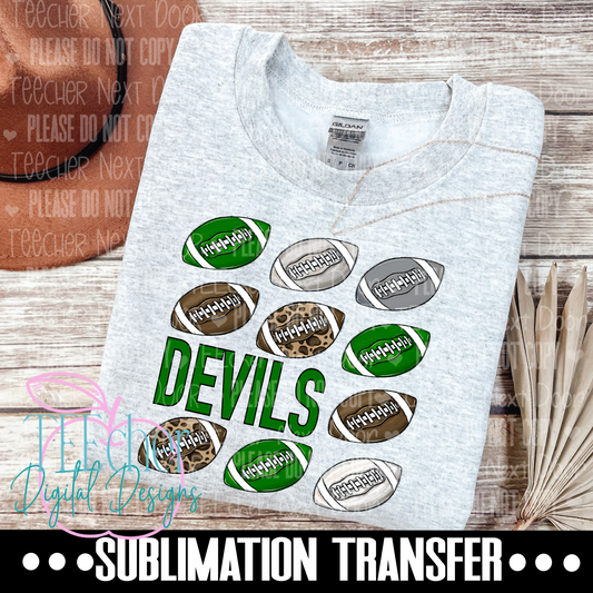 Devils Green Repeat Football Sublimation Transfer