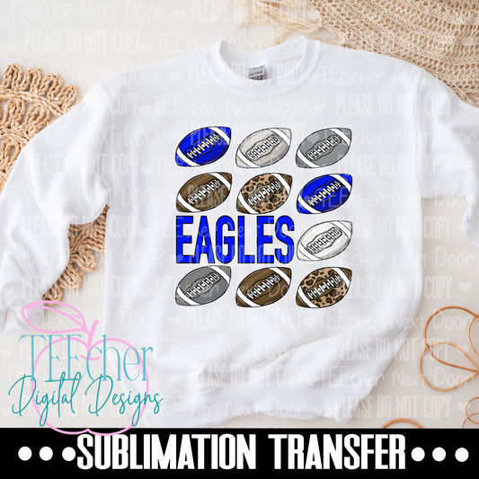 Eagles Blue Repeat Football Sublimation Transfer