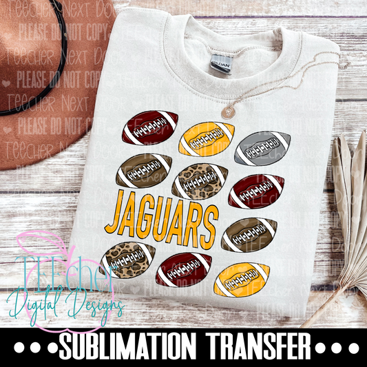 Jaguars Maroon & Gold Repeat Football Sublimation Transfer