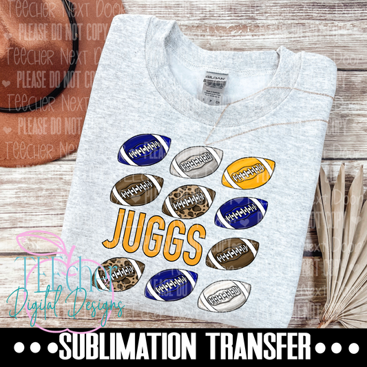 Juggs Navy & Yellow Repeat Football Sublimation Transfer