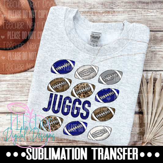 Juggs Navy Repeat Football Sublimation Transfer