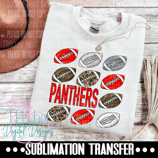 Panthers Red Repeat Football Sublimation Transfer