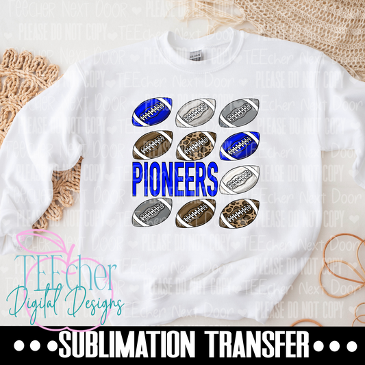 Pioneers Blue Repeat Football Sublimation Transfer