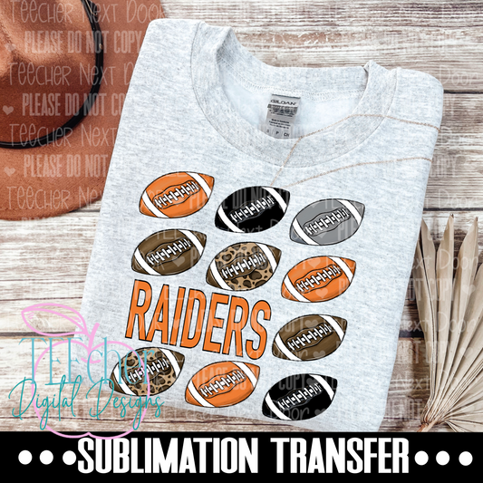 Raiders Orange & Black Repeat Football Sublimation Transfer