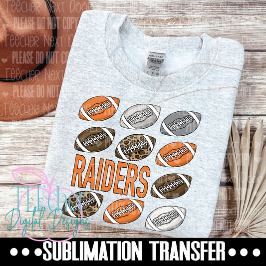 Raiders Orange Repeat Football Sublimation Transfer