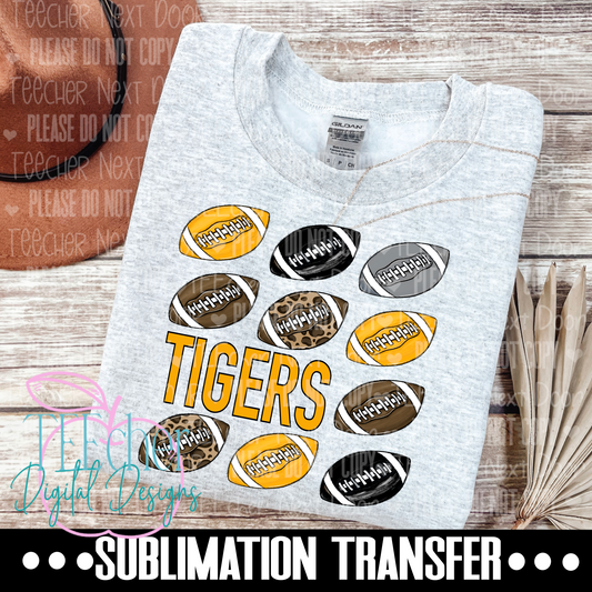 Tigers Yellow & Black Repeat Football Sublimation Transfer