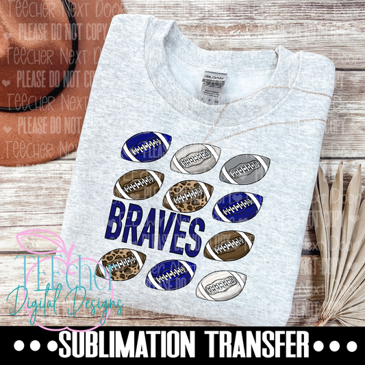 Braves Navy Repeat Football Sublimation Transfer