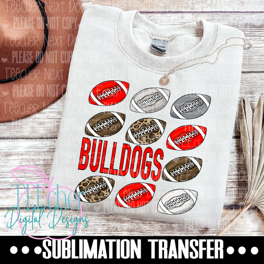 Bulldogs Red Repeat Football Sublimation Transfer