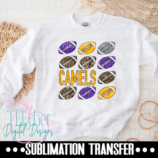 Camels Purple & Yellow Repeat Football Sublimation Transfer