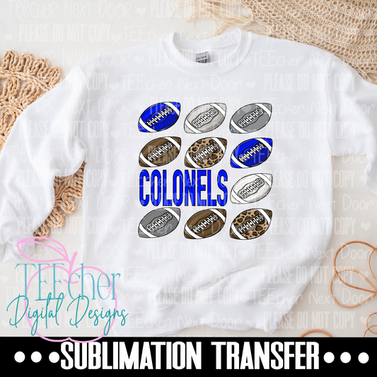 Colonels Blue Repeat Football Sublimation Transfer