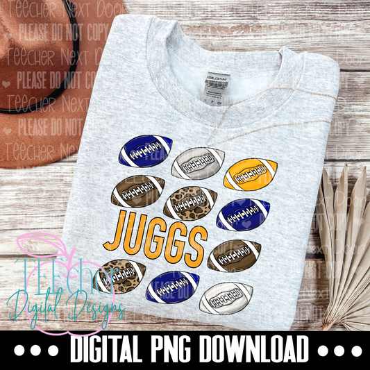 Juggs Navy & Yellow Repeat Football PNG