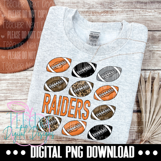 Raiders Orange & Black Repeat Football PNG