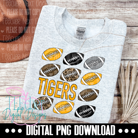 Tigers Yellow & Black Repeat Football PNG