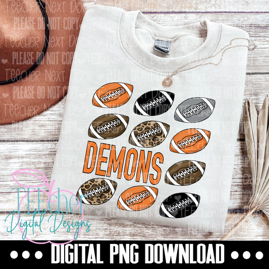 Demons Orange & Black Repeat Football PNG