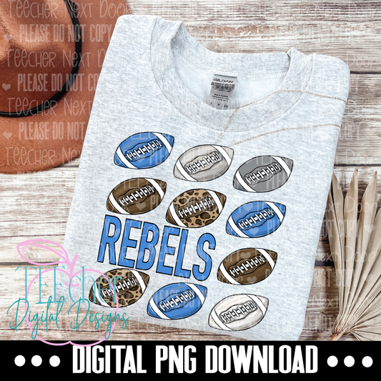 Rebels Blue & Gray Repeat Football PNG