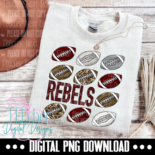 Rebels Maroon Repeat Football PNG