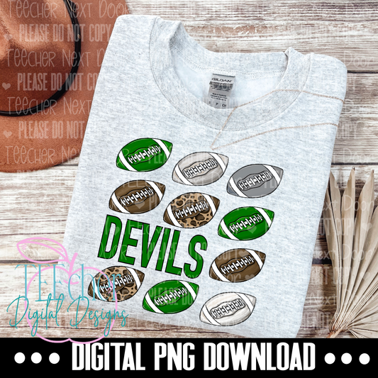 Devils Green Repeat Football PNG