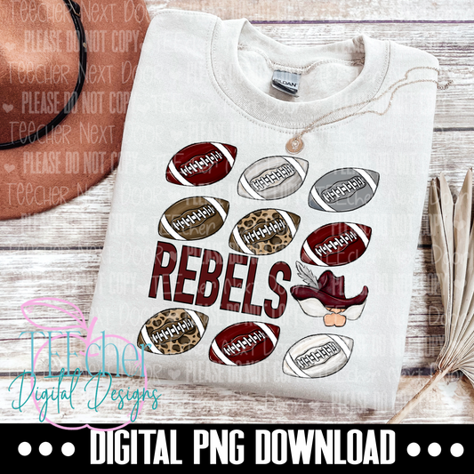 Rebels Mascot Maroon Repeat Football PNG