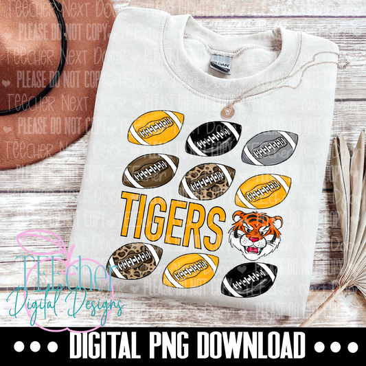 Tigers Mascots Yellow & Black Repeat Football PNG