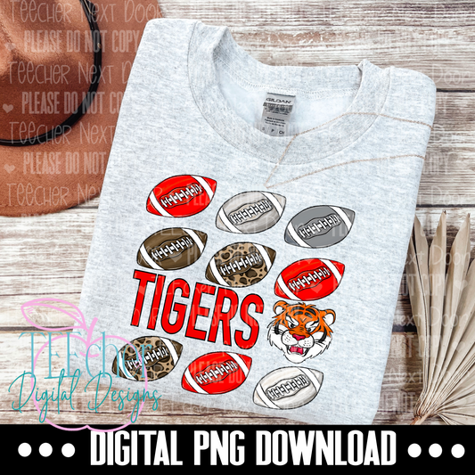 Tigers Mascot Red Repeat Football PNG