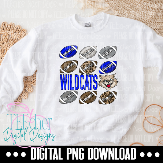 Wildcats Mascot Blue Repeat Football PNG