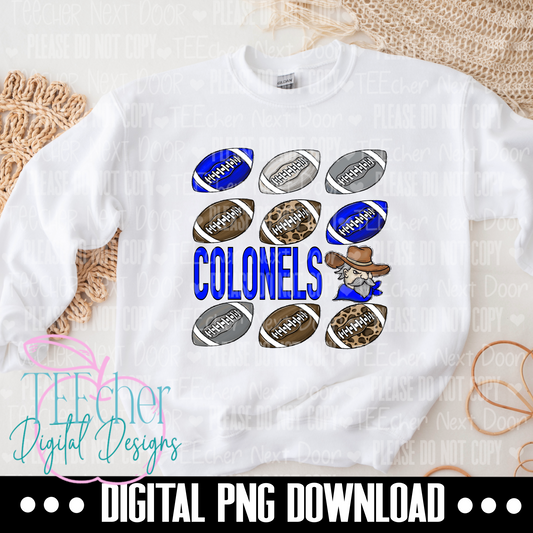 Colonels Mascot Blue Repeat Football PNG