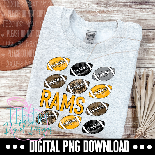 Rams Yellow & Black Repeat Football PNG